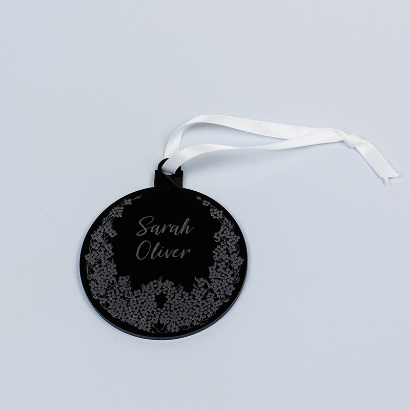 Recycled Acrylic 3 - Black Christmas Ornament