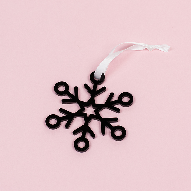 Recycled Acrylic 5 - Black Snowflake Ornament