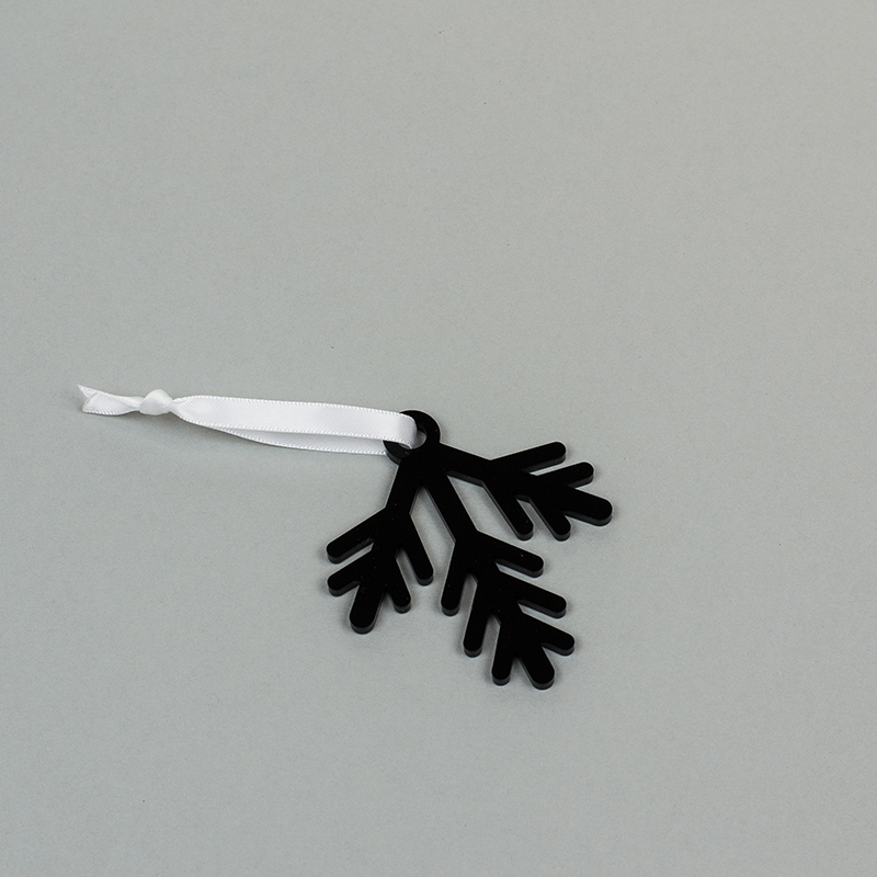 Recycled Acrylic 6 - Black Leaf Ornament