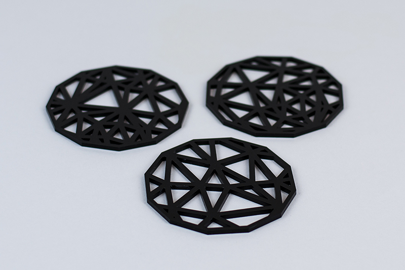 Recycled Acrylic 9 - Black Coasters