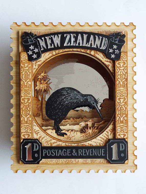 Antler And Pine 6 - NZ Postage Stamp Kiwi