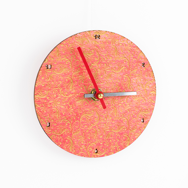 Colored Plywood 8 - Coral Pink Clock