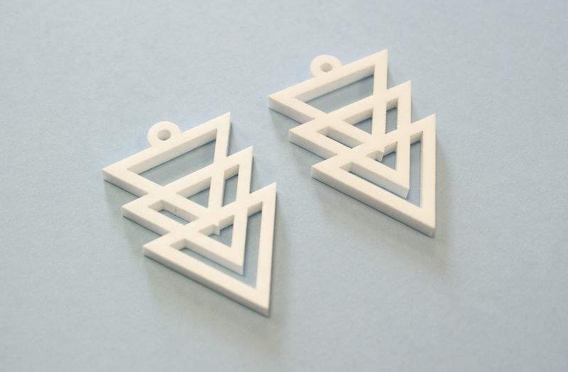 Matte White Acrylic 4 - Earrings