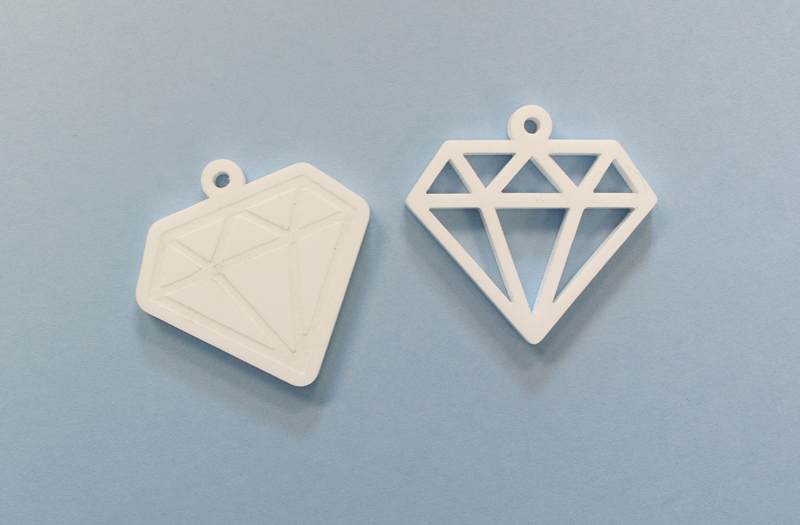 Matte White Acrylic 6 - Diamond Shaped Pendant