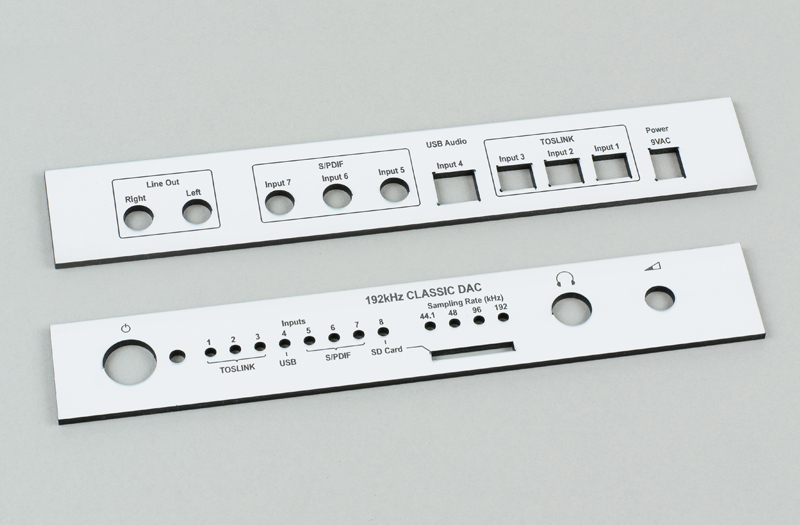 3mm Two-Color Acrylic 6 - White On Black DAC Sound Equipment Panel