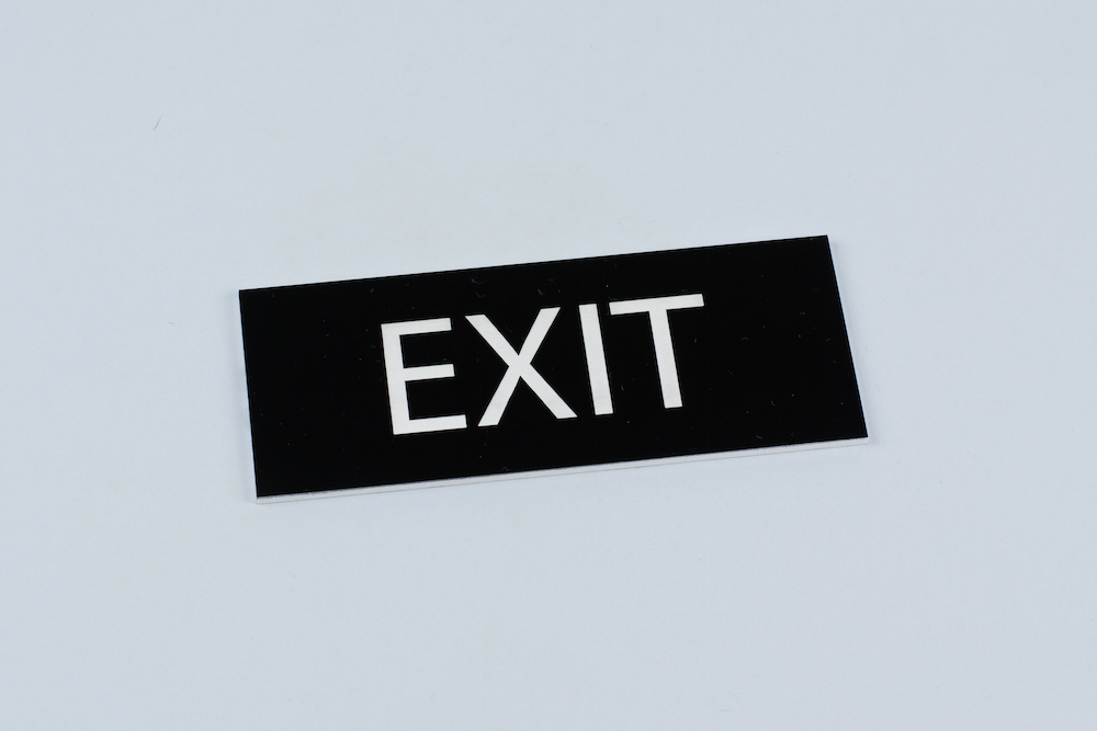 3mm Two-Color Acrylic 7 - Black On White Exit Sign