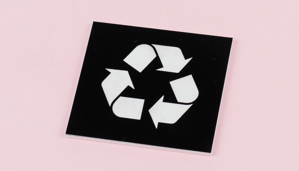 3mm Two-Color Acrylic 8 - Black On White Recycling Sign